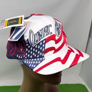 Vintage 1996 Atlanta Olympics USA Snapback Hat Logo 7 White NEW